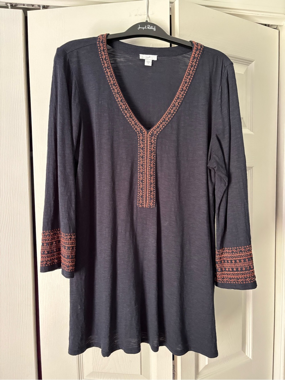 J. Jill Navy Tunic with Rust Embroidery